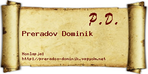 Preradov Dominik névjegykártya